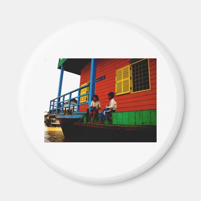 Cambodia floating village magnet (Front)