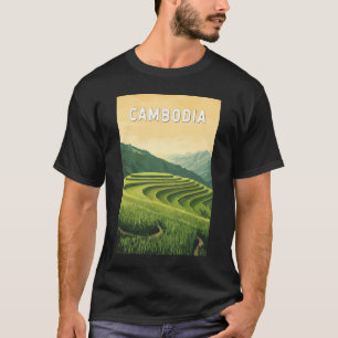Cambodia Illustration Travel Art Vintage T-Shirt