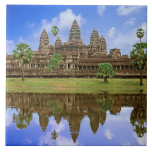 Cambodia, Kampuchea, Angkor Wat temple. Tile
