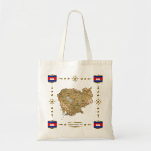 Cambodia Map + Flags Bag