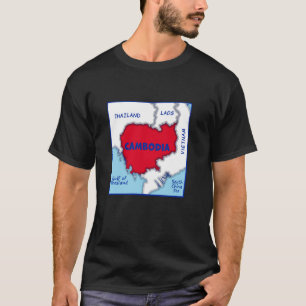 Cambodia Map in flag colours. Surrounding countrie T-Shirt