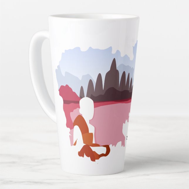 Cambodia Memories Map with Monk Personalised  Latte Mug (Left Angle)