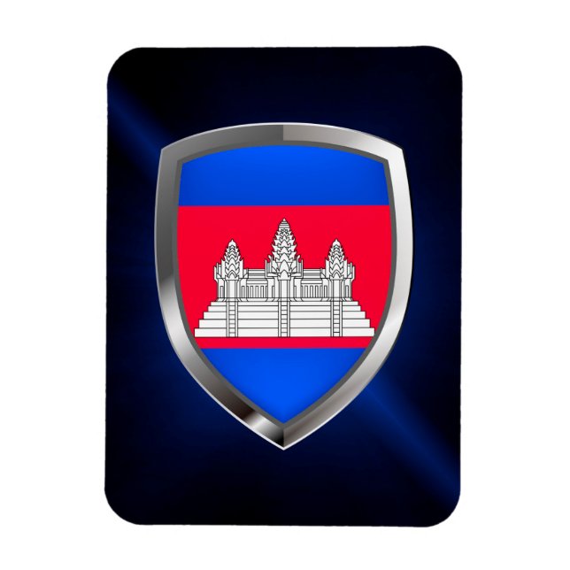 Cambodia Metallic Emblem Magnet (Vertical)