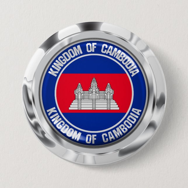 Cambodia Round Emblem 7.5 Cm Round Badge (Front)