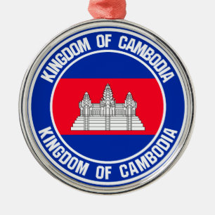 Cambodia Round Emblem Metal Tree Decoration