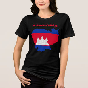 CAMBODIA Special Customisable Black Tourist Tri-Blend Shirt