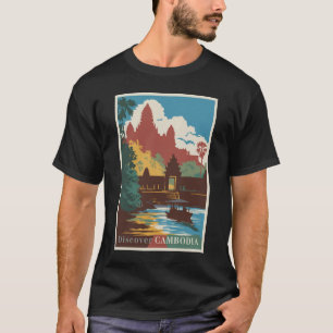 Cambodia Temple Illustration Travel Art Vintage T-Shirt