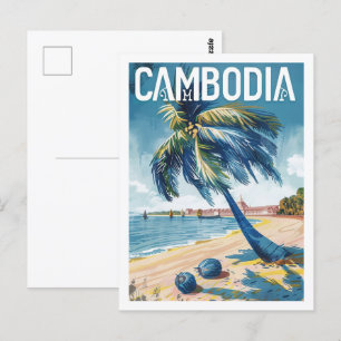 Cambodia Vintage Famous Travel Place  Postcard