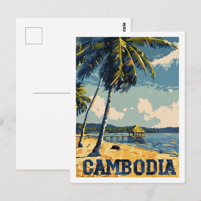Cambodia Vintage Famous Travel Place Postcard (Front/Back)