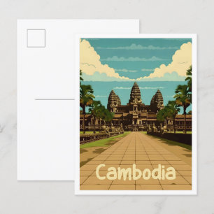 Cambodia Vintage Travel Postcard