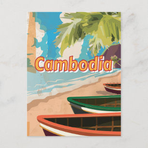 Cambodia Vintage travel poster Postcard
