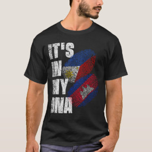 Cambodian And Filipino Mix DNA Flag Heritage T-Shirt