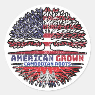 Cambodian Cambodia US American USA United States Classic Round Sticker