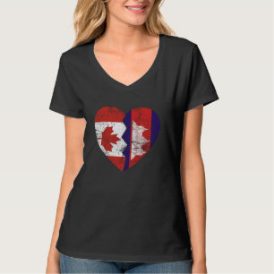 Cambodian Canadian Flags Heart Canada Cambodia Roo T-Shirt