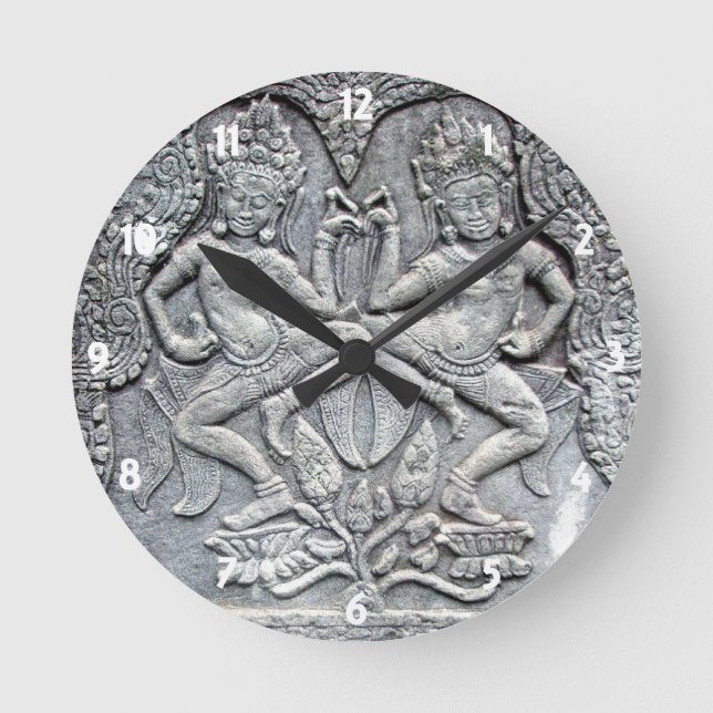Cambodian dancers stone carving clock (Front)