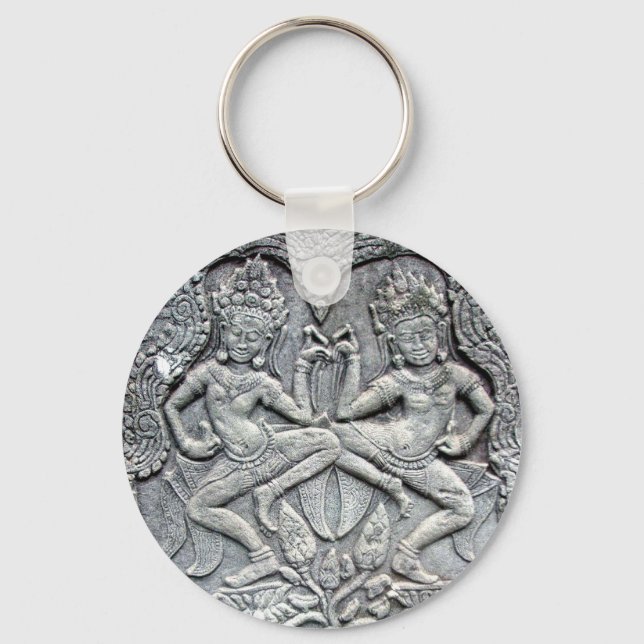 Cambodian dancers stone carving key ring (Front)
