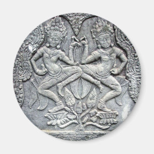 Cambodian dancers stone carving magnet