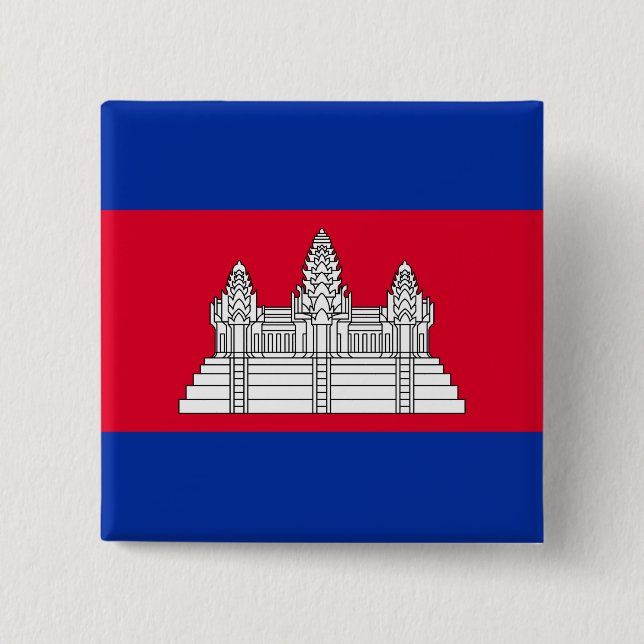 Cambodian Flag 15 Cm Square Badge (Front)