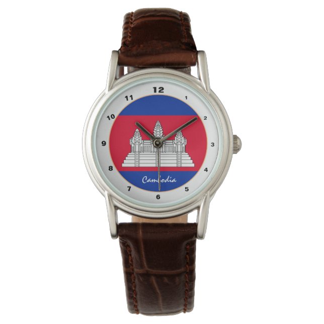 Cambodian Flag & Cambodia trendy fashion /design Watch (Front)