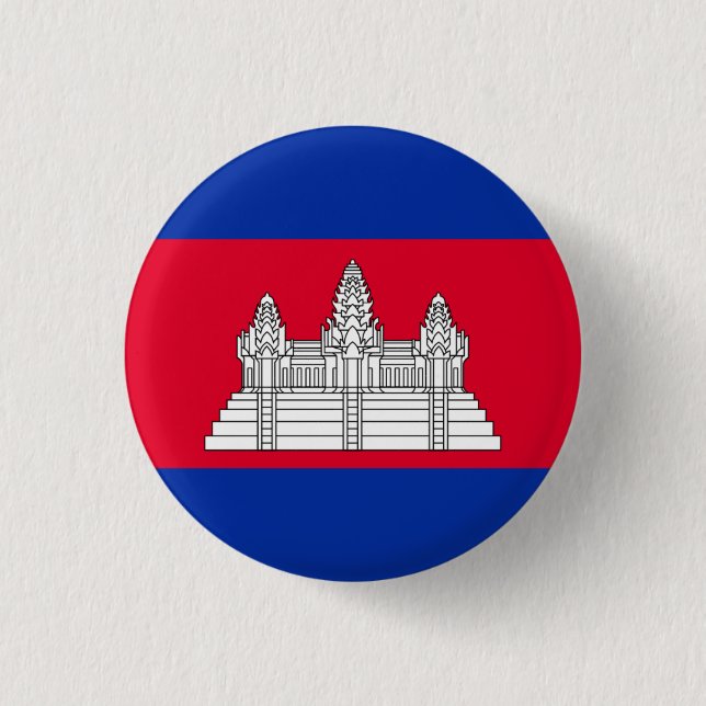 Cambodian Flag, Flag of Cambodia 3 Cm Round Badge (Front)