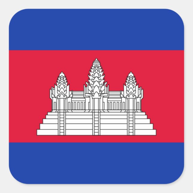 Cambodian Flag, Flag of Cambodia Square Sticker (Front)
