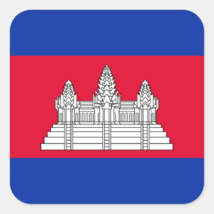 Cambodian Flag, Flag of Cambodia Square Sticker
