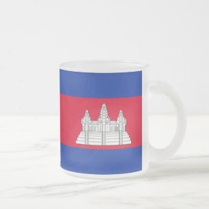 Cambodian flag frosted glass coffee mug