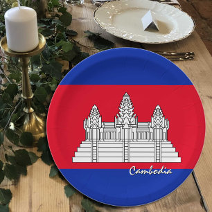 Cambodian Flag plates, party, sports, Cambodia Paper Plate