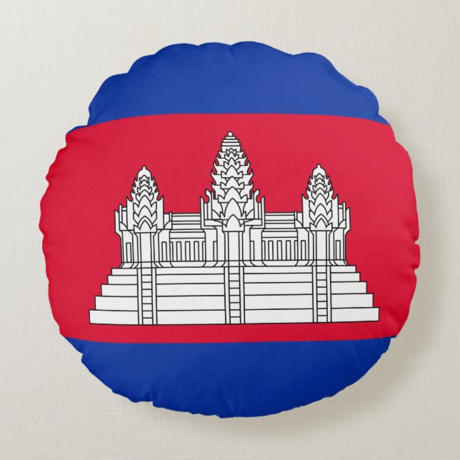 Cambodian Flag Round Cushion (Front)