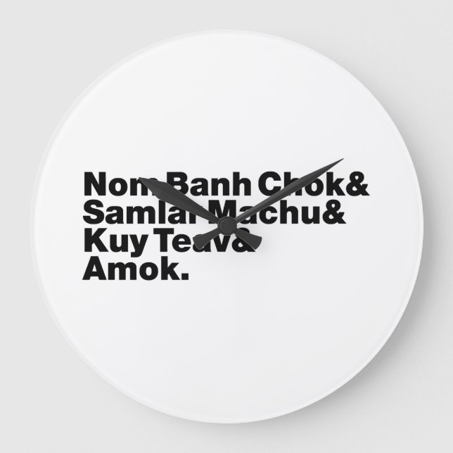 Cambodian / Khmer Street Food Large Clock (Front)