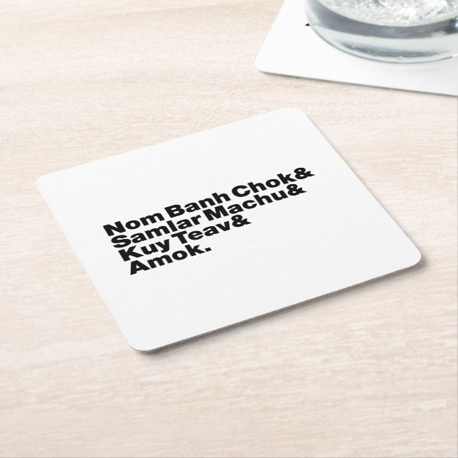 Cambodian / Khmer Street Food Square Paper Coaster (Angled)