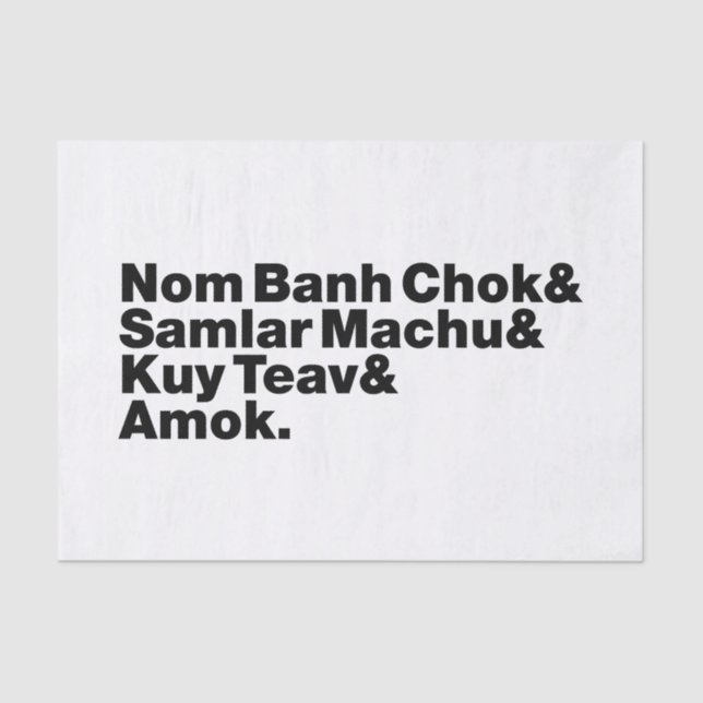 Cambodian / Khmer Street Food Tissue Paper (Front)