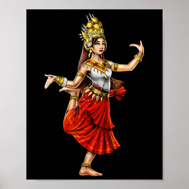 Cambodian Khmer Traditional Dance Girl Apsara Camb Poster (Front)
