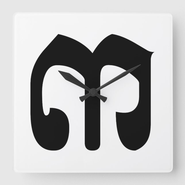 Cambodian Number 3 / Three / ៣ (Bei) Khmer Script Square Wall Clock (Front)