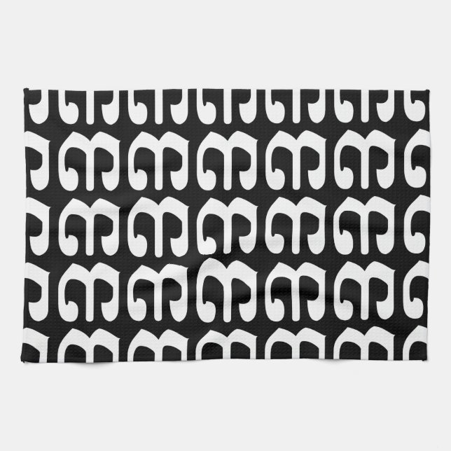 Cambodian Number 3 / Three / ៣ (Bei) Khmer Script Tea Towel (Horizontal)