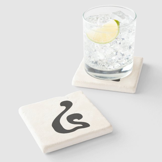 Cambodian Number 4 / Four / ៤ (Buen) Khmer Script Stone Coaster (Side)