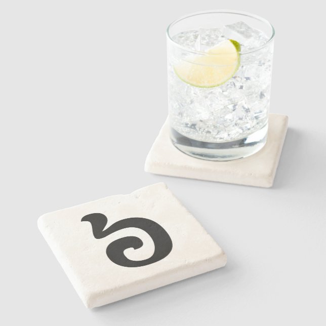 Cambodian Number 6 / Six / ៦ (Pram Muəj) Khmer Stone Coaster (Side)