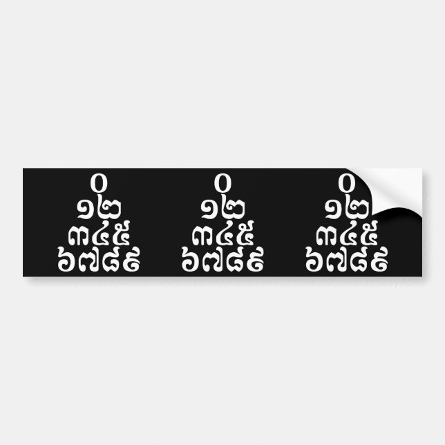 Cambodian Numbers Pyramid - 0 12 345 6789 Khmer Bumper Sticker (Front)