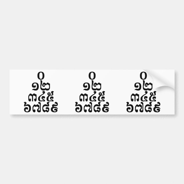 Cambodian Numbers Pyramid - 0 12 345 6789 Khmer Bumper Sticker (Front)