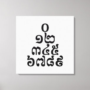 Cambodian Numbers Pyramid - 0 12 345 6789 Khmer Canvas Print