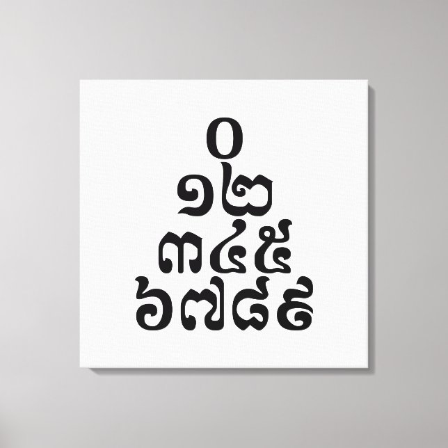 Cambodian Numbers Pyramid - 0 12 345 6789 Khmer Canvas Print (Front)