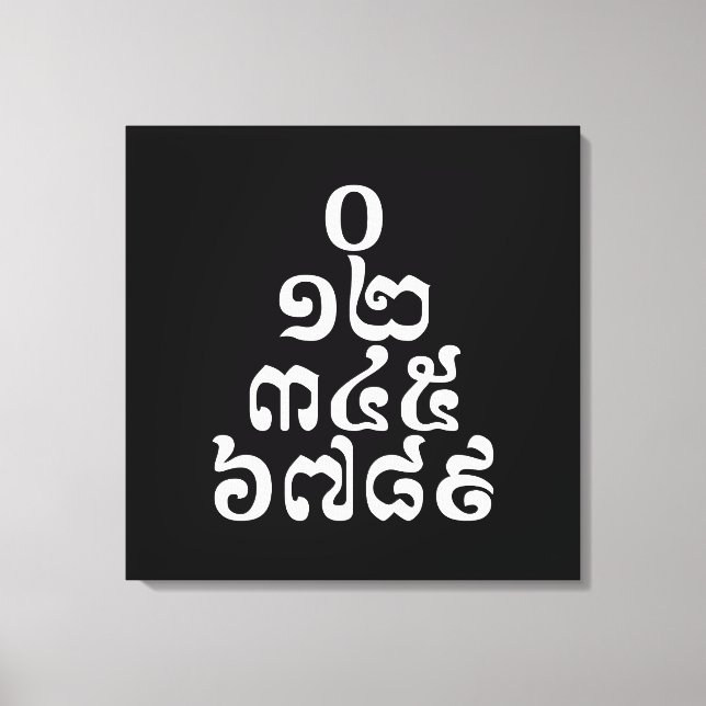 Cambodian Numbers Pyramid - 0 12 345 6789 Khmer Canvas Print (Front)
