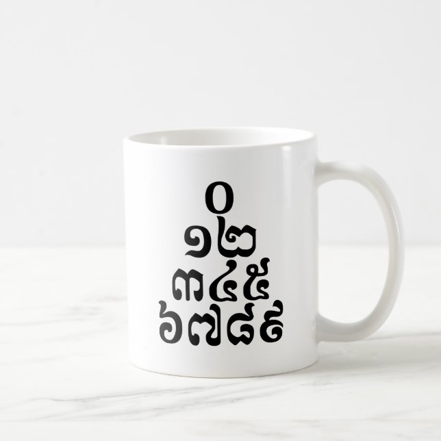 Cambodian Numbers Pyramid - 0 12 345 6789 Khmer Coffee Mug (Right)