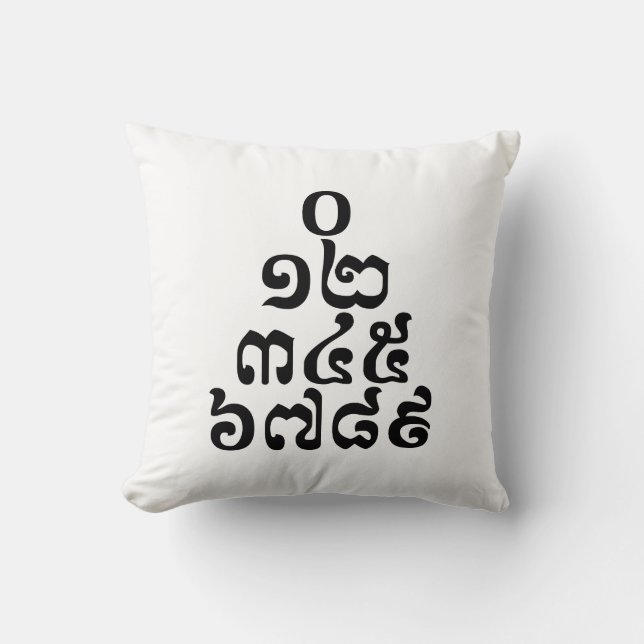 Cambodian Numbers Pyramid - 0 12 345 6789 Khmer Cushion (Front)