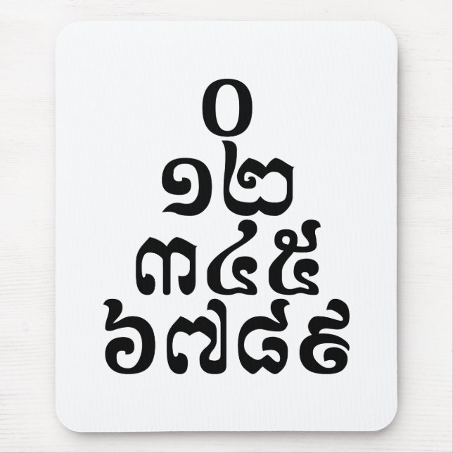 Cambodian Numbers Pyramid - 0 12 345 6789 Khmer Mouse Mat (Front)