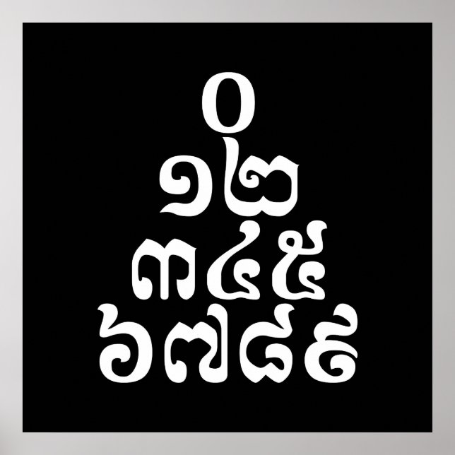 Cambodian Numbers Pyramid - 0 12 345 6789 Khmer Poster (Front)
