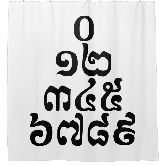 Cambodian Numbers Pyramid - 0 12 345 6789 Khmer Shower Curtain (Front)