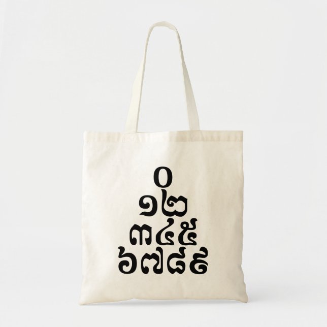 Cambodian Numbers Pyramid - 0 12 345 6789 Khmer Tote Bag (Front)