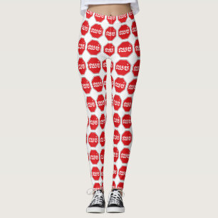Cambodian Traffic STOP Sign ⚠ CHHOP in Khmer Leggings