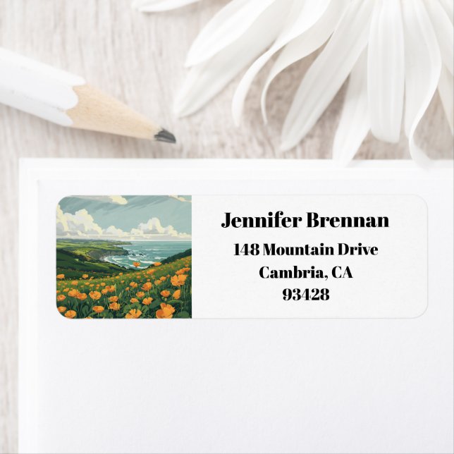 Cambria California Poppies Coast Return Address  (Insitu)